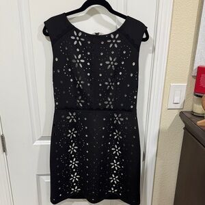 Betsey Johnson Black Floral Cutout Mini Dress